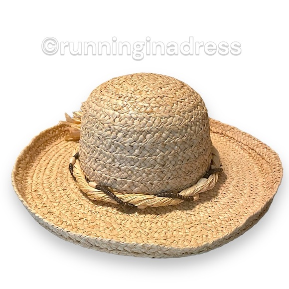 The Scala Collection Rolled Brim Straw Hat With Beads & Straw Bow Band - Picture 5 of 14